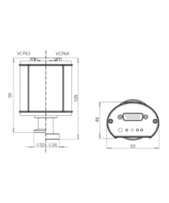 disegno tecnico dimensioni vacuometro Thyracont